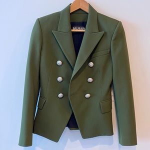 BALMAIN Dark Green Wool Blazer Sz36